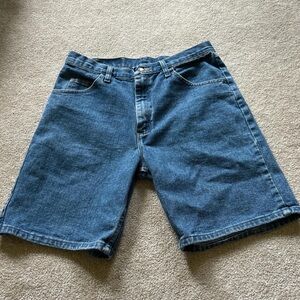 Blue wrangler denim jean shorts jorts really baggy Waist size 33